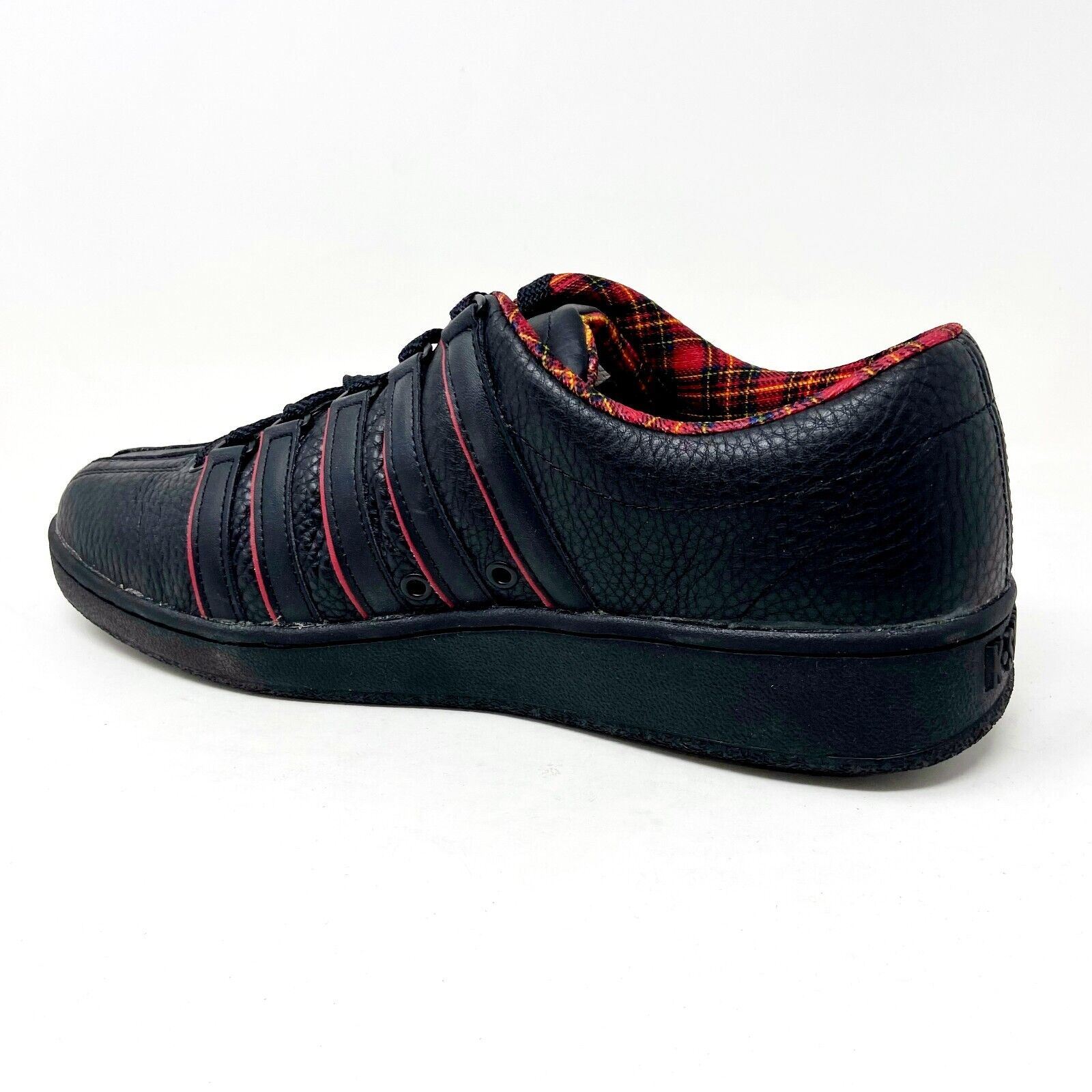 K-Swiss Mens Classic LXP Black Red Tartan Leather Sneakers