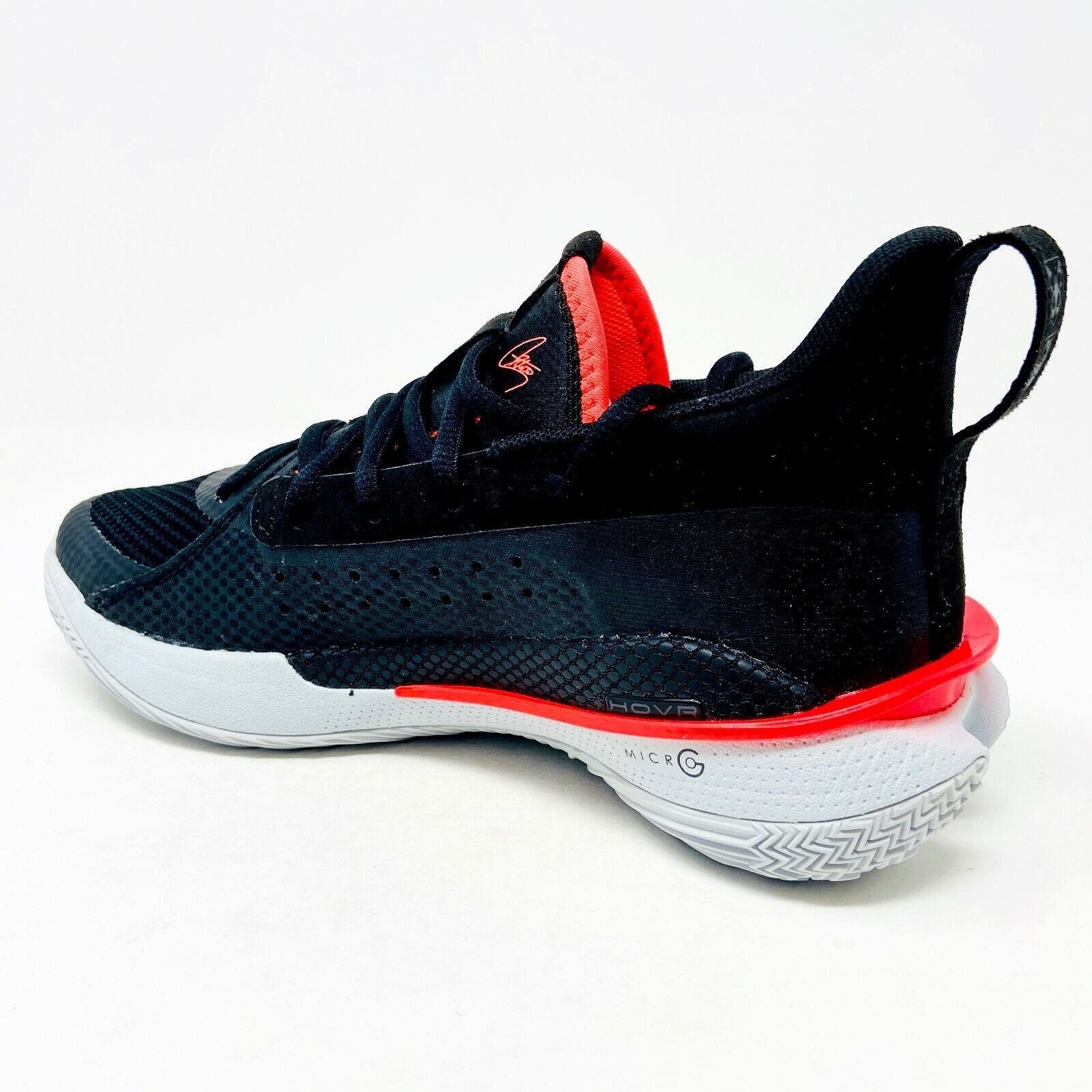Under Armour Curry 7 SC Black Beta Red Youth Basketball Sneakers