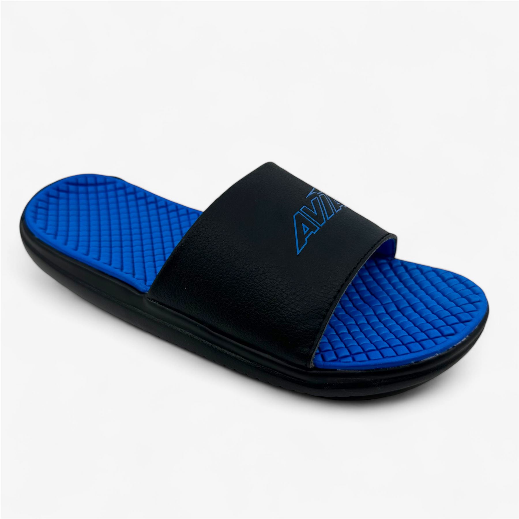 Avia Dual Density Slide Jet Black Ibiza Blue Kids Boys Sandal