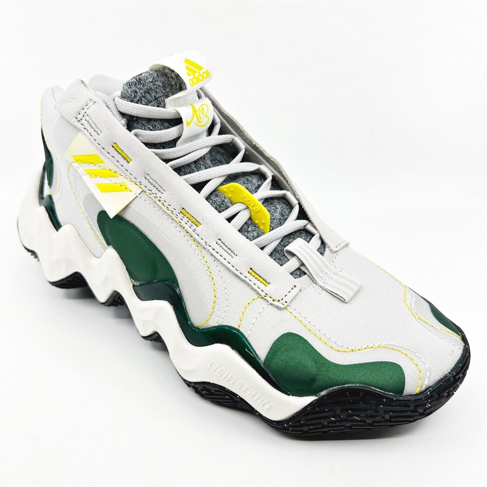 Adidas Exhibit B Mid Candace Gray Green Womens Basketball Sneakers