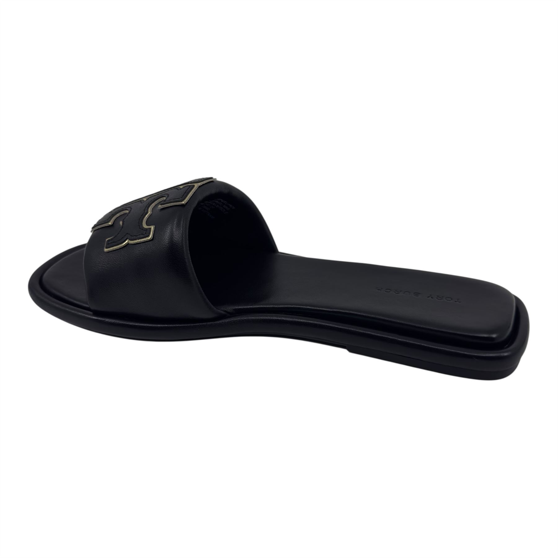 Tory Burch ブラックレザーウェッジサンダル Tory Burch Double T Sport Slide Perfect Black Womens Nappa Leather