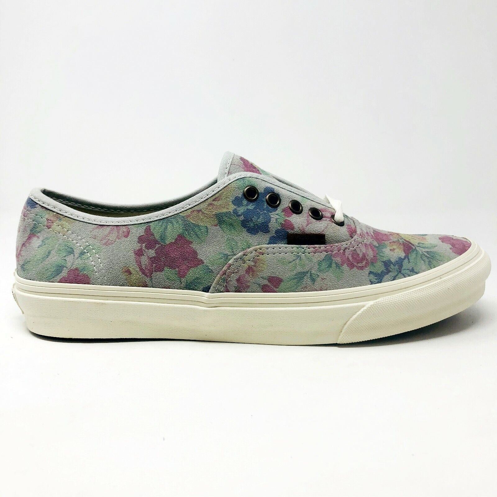 Vans Authentic Slim (Suede Floral) Marshmallow Gray Womens Casual 