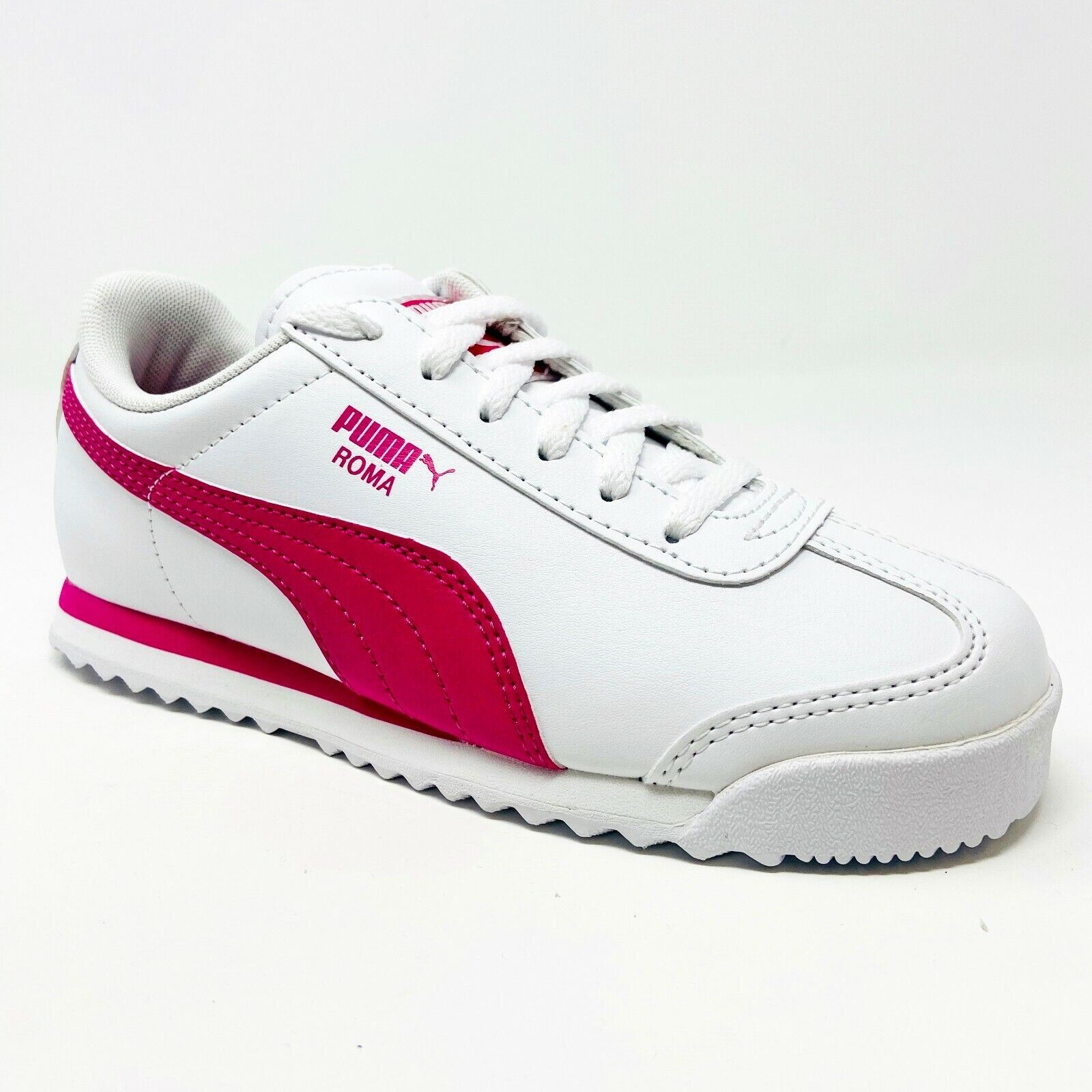 Puma Roma Basic White Fuchsia Purple Preschool Size 3 Sneakers