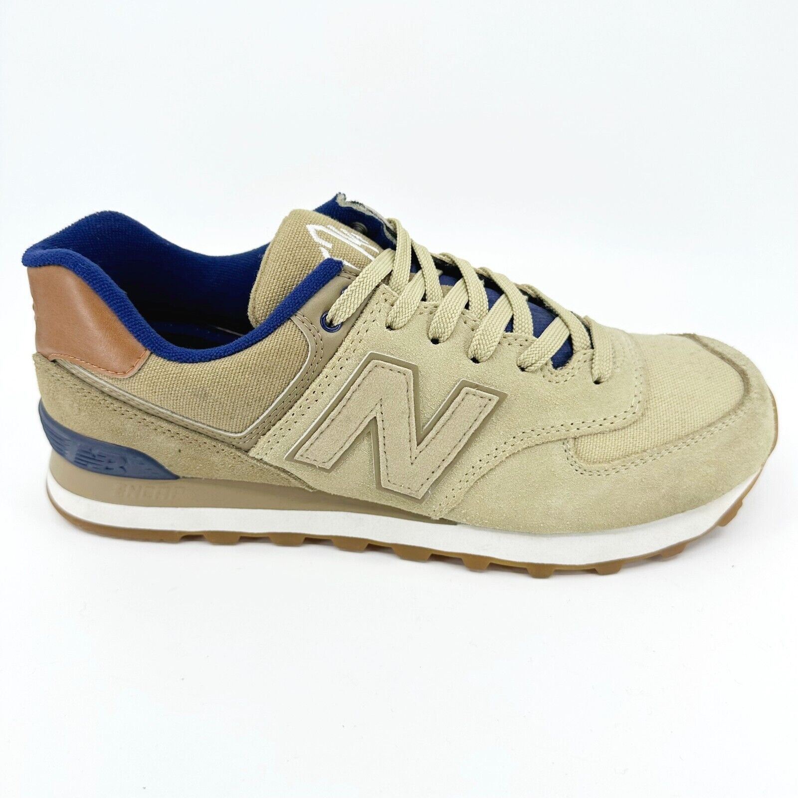 New Balance 574 Classics Collegiate Linseed Beige Suede Mens  display picture 3