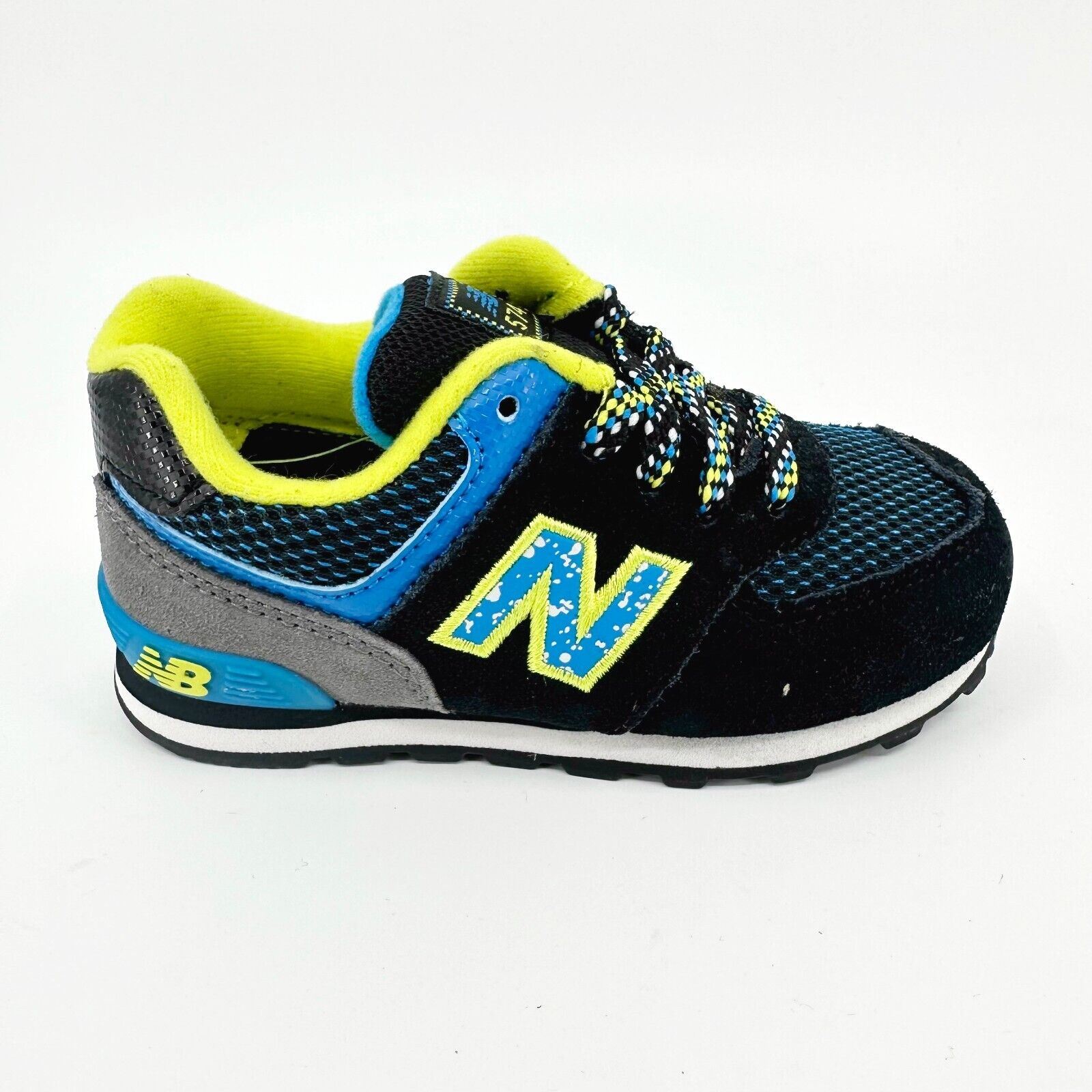New Balance 574 Classics Black Blue Lime Infant Casual Sneakers