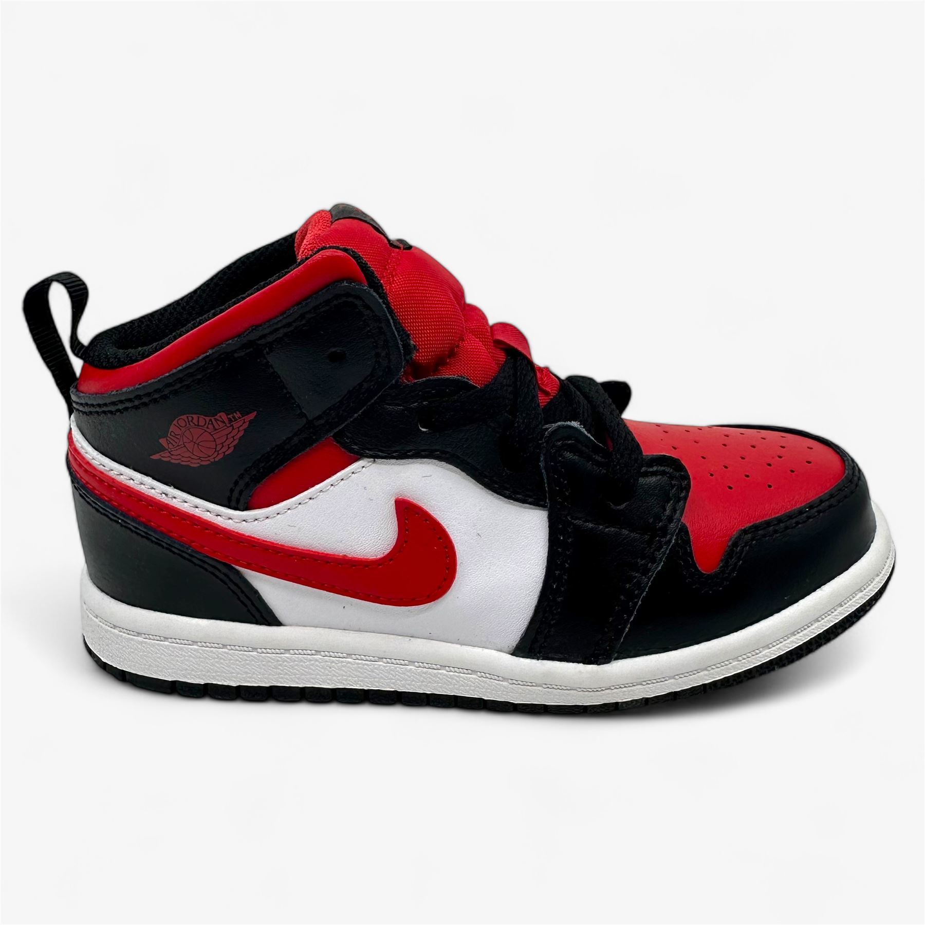 Jordan 1 Mid TD Black Fire Red White Baby Toddler Athletic Sneaker