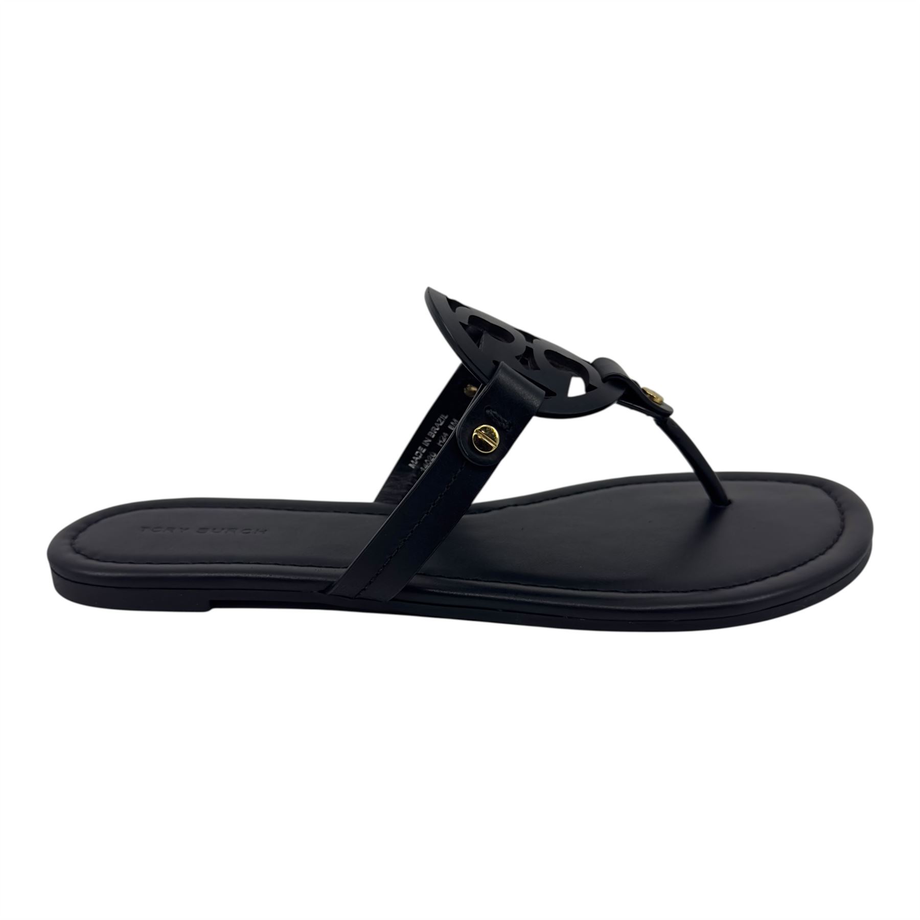 サンダル・ミュール TORY BURCH Leather thong sandals PERFECT BLACK Tory Burch Miller Perfect Black Womens Sandal Leather Thong