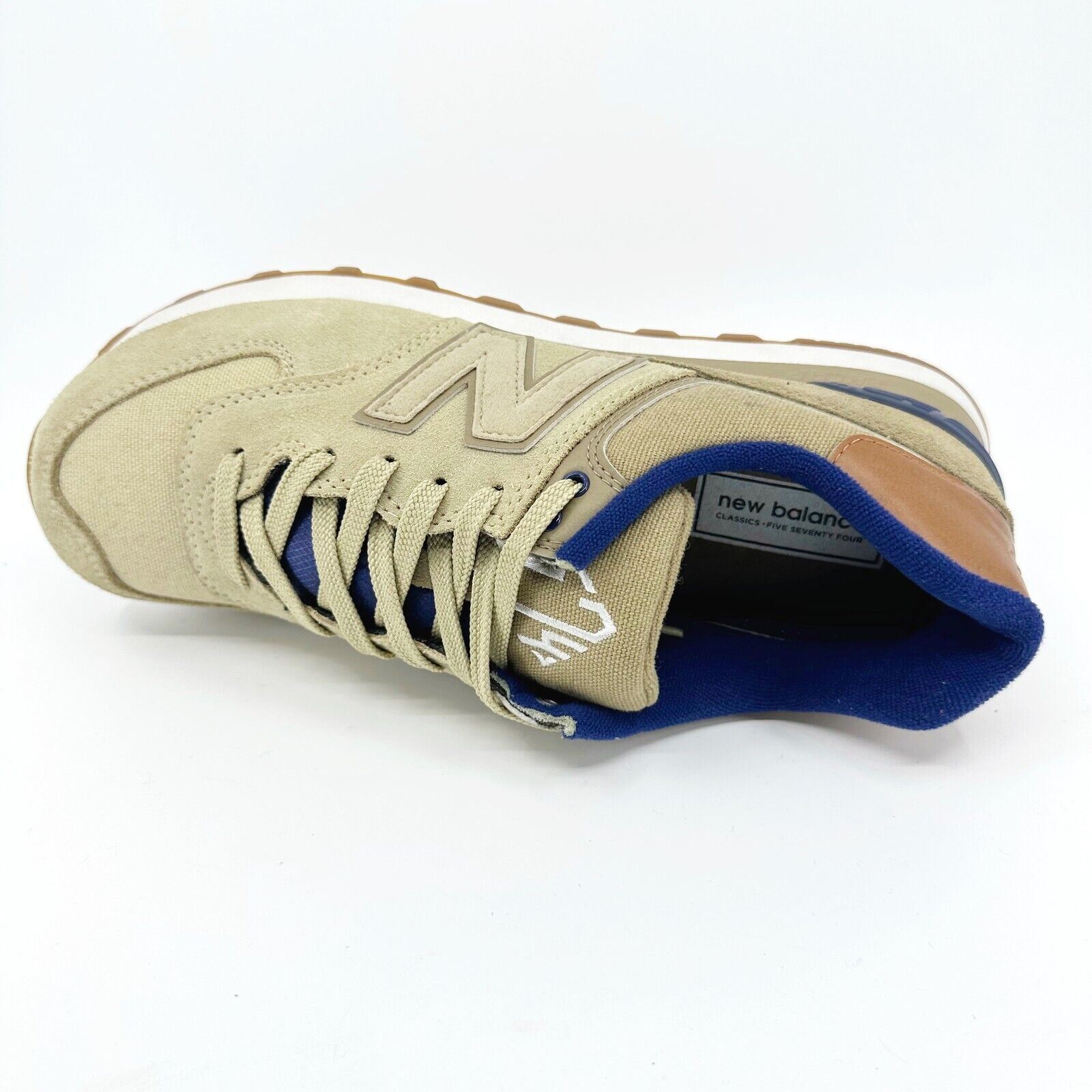 New Balance 574 Classics Collegiate Linseed Beige Suede Mens  display picture 2