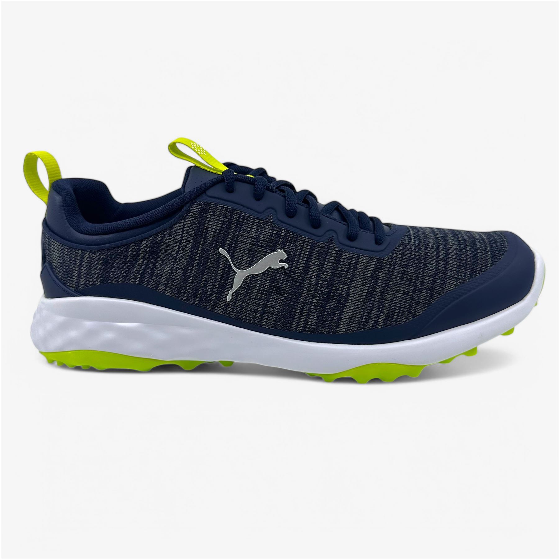PUMA Fusion Pro Navy Silver Lime Mens Extra Wide Spikeless G