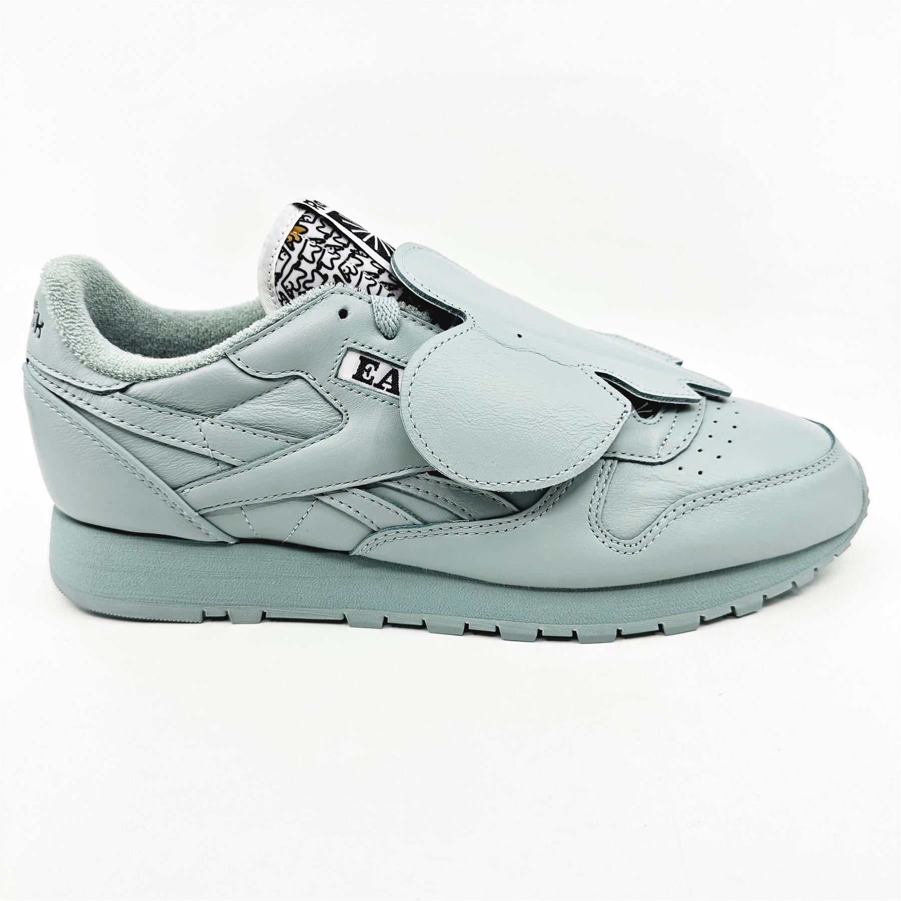 Reebok Classic Leather x Eames Office Sea Gray Black Mens Athletic Sneaker