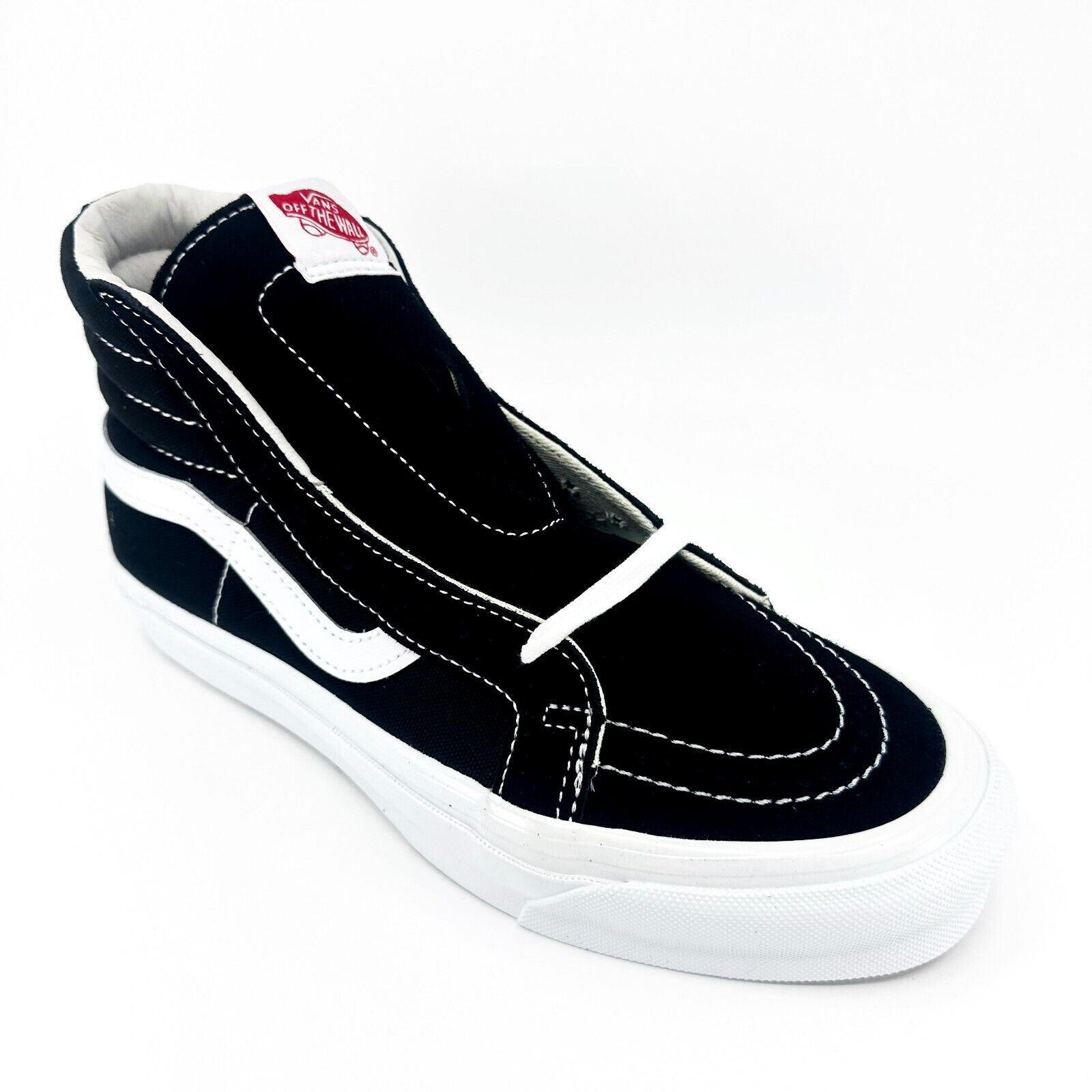 Vans Vault OG Sk8 Hi LX (Suede Canvas) Black True White Womens 