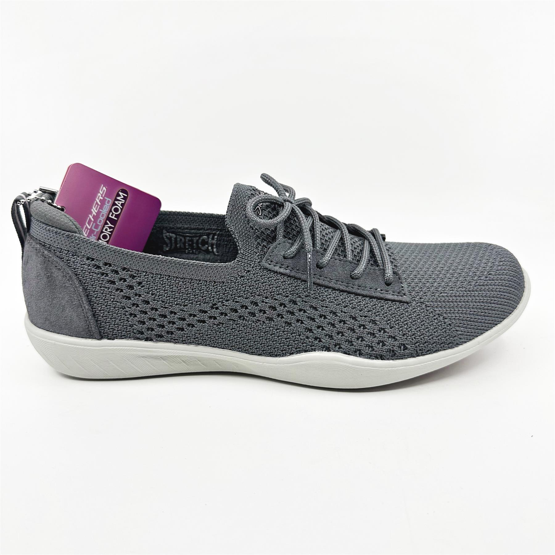 Skechers Newbury St Casually Charcoal Womens Slip On Sneakers | eBay