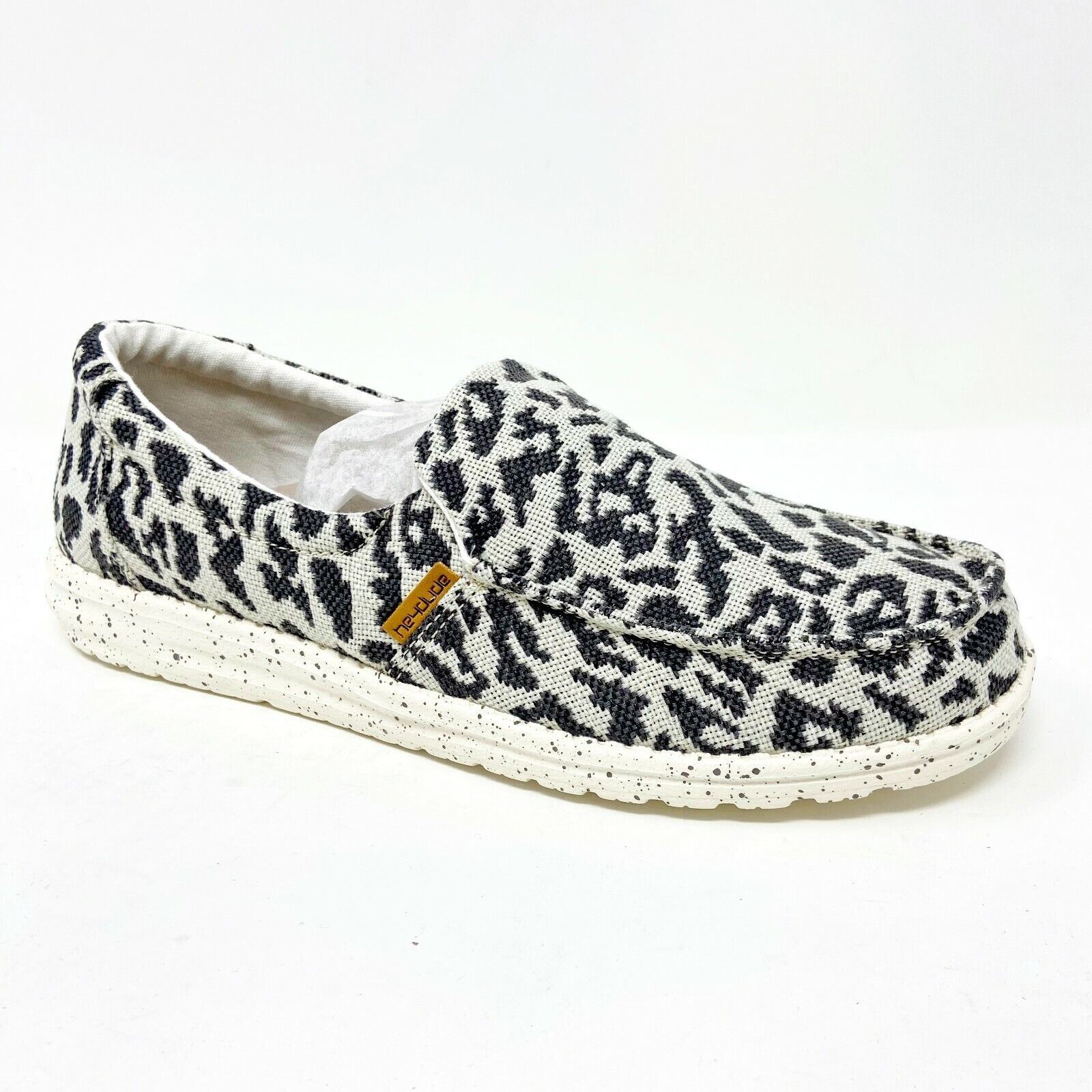 Hey Dude Womens Misty Woven Cheetah Grey Size 5 Slip On Walking