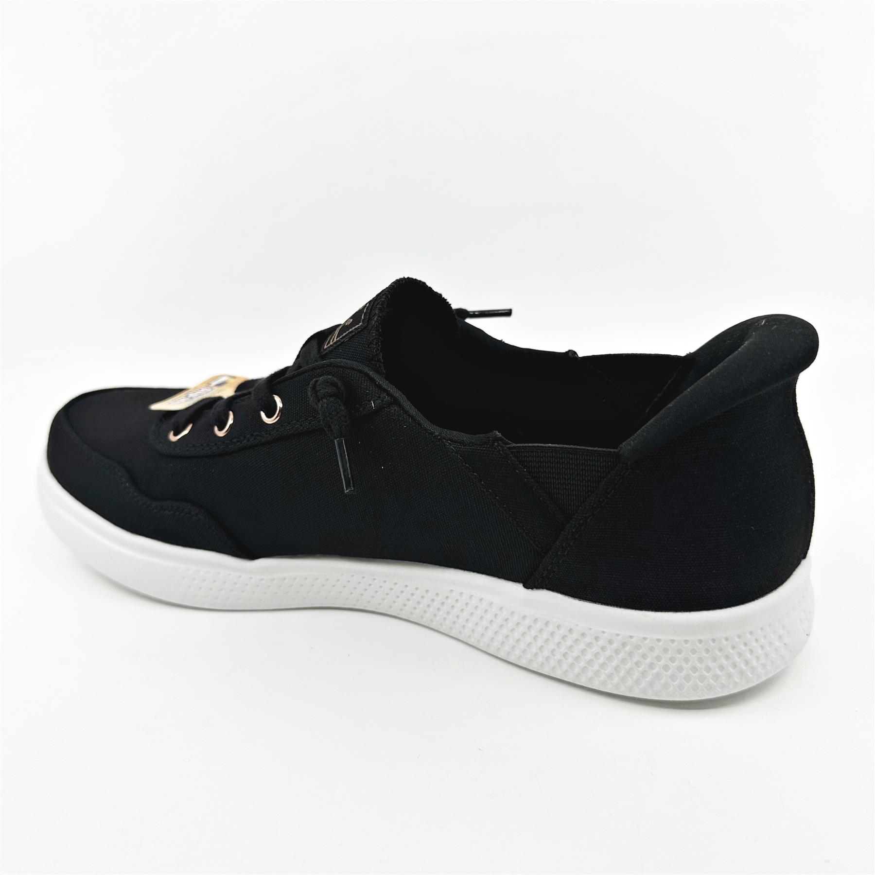 Skechers Bobs Skipper Keep It Sweet Black Womens Slip On Sneakers