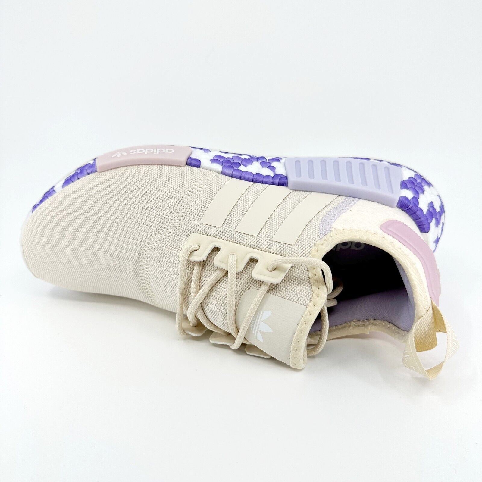 Adidas Originals NMD R1 Wonder White Beige Purple Womens Running Shoes  GW5694 | eBay