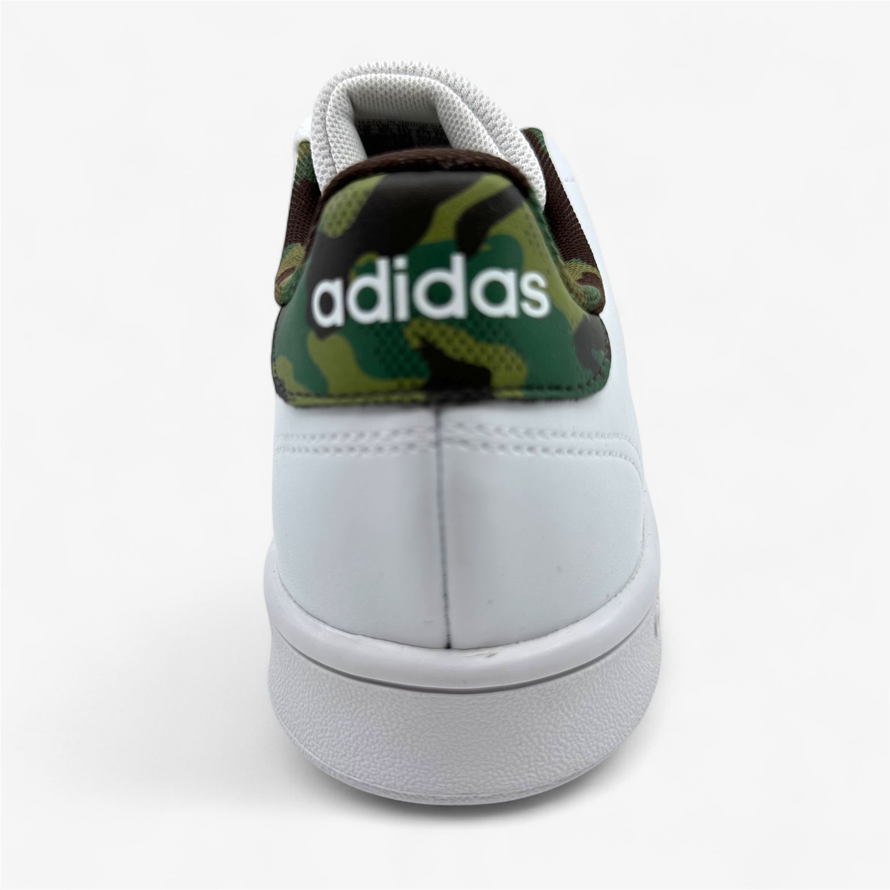 Adidas Advantage Base White Black Camo Mens Athletic Sneaker