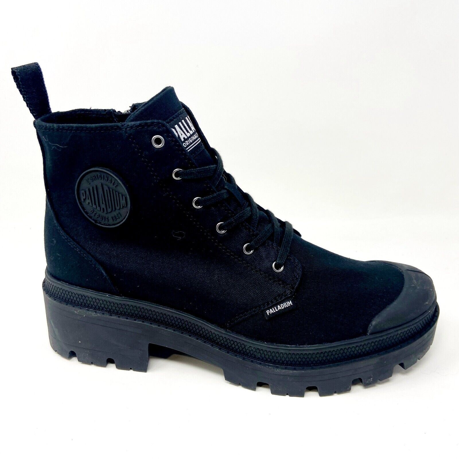 Palladium Black Canvas High-Top Boots with Tricolor Pull Tab PALLABASE TWILL – Palladium US main image 2