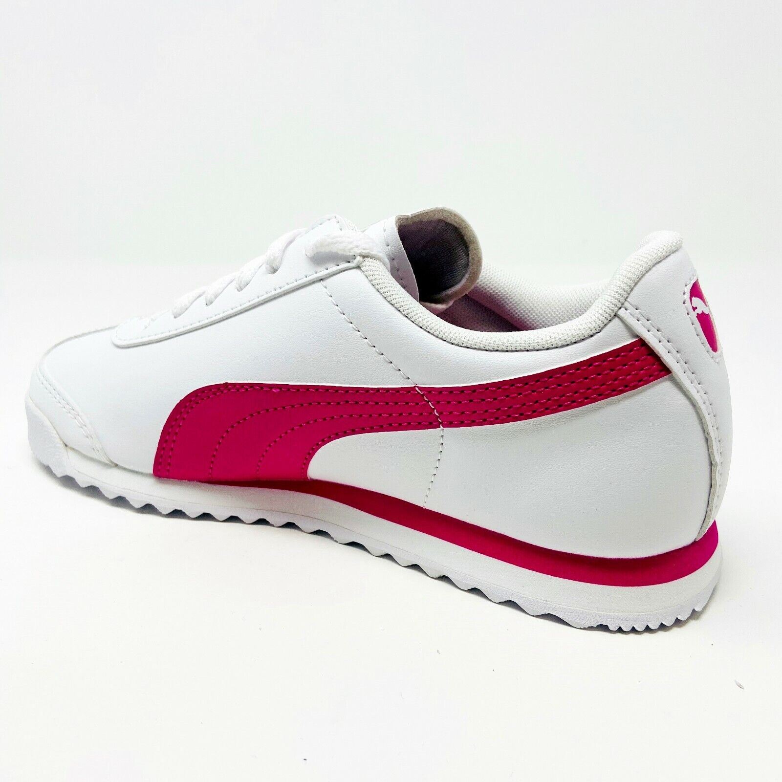 Puma Roma Basic White Fuchsia Purple Preschool Size 3 Sneakers