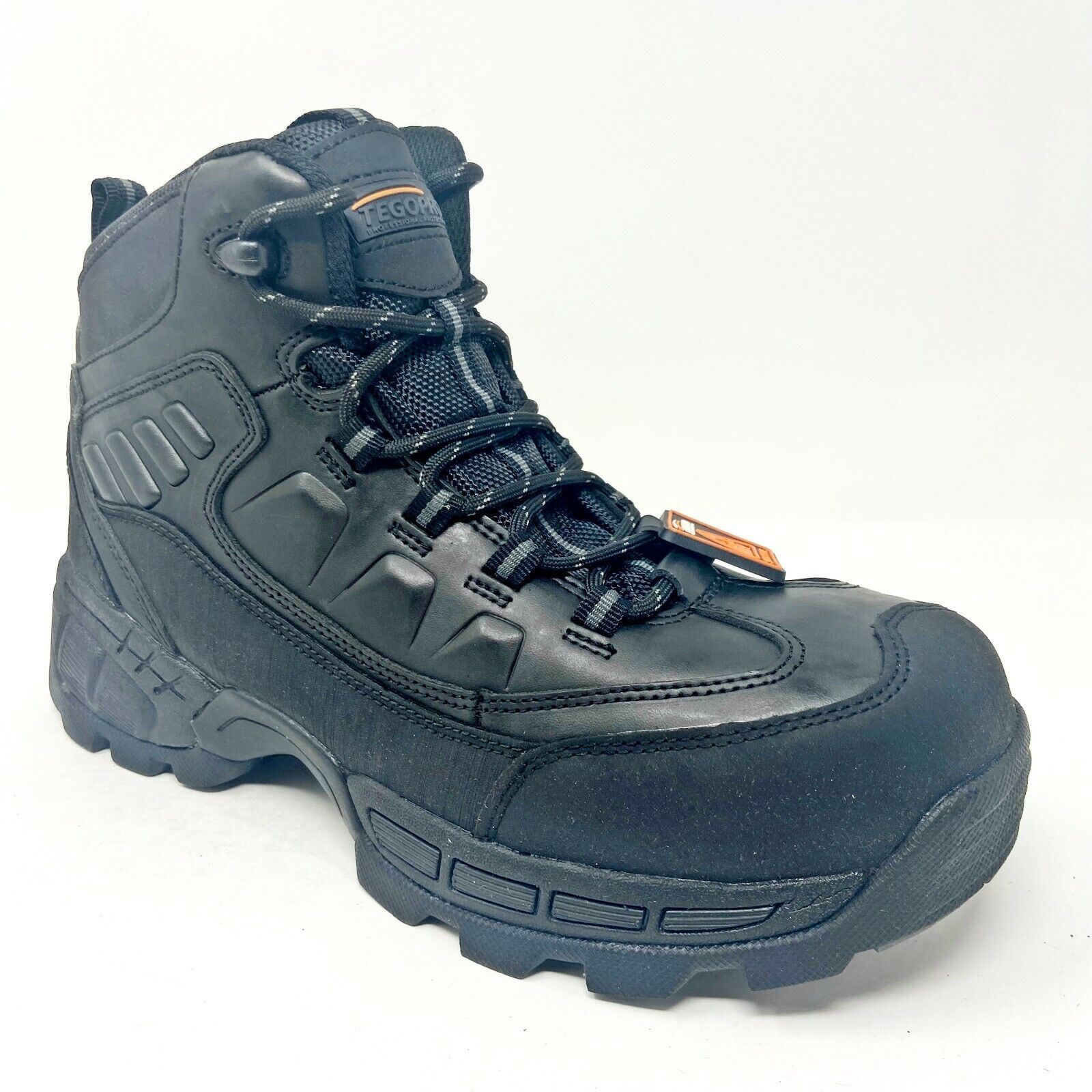 TegoPro Black Composite Toe Hiker Black Mens Work Boots Shoes