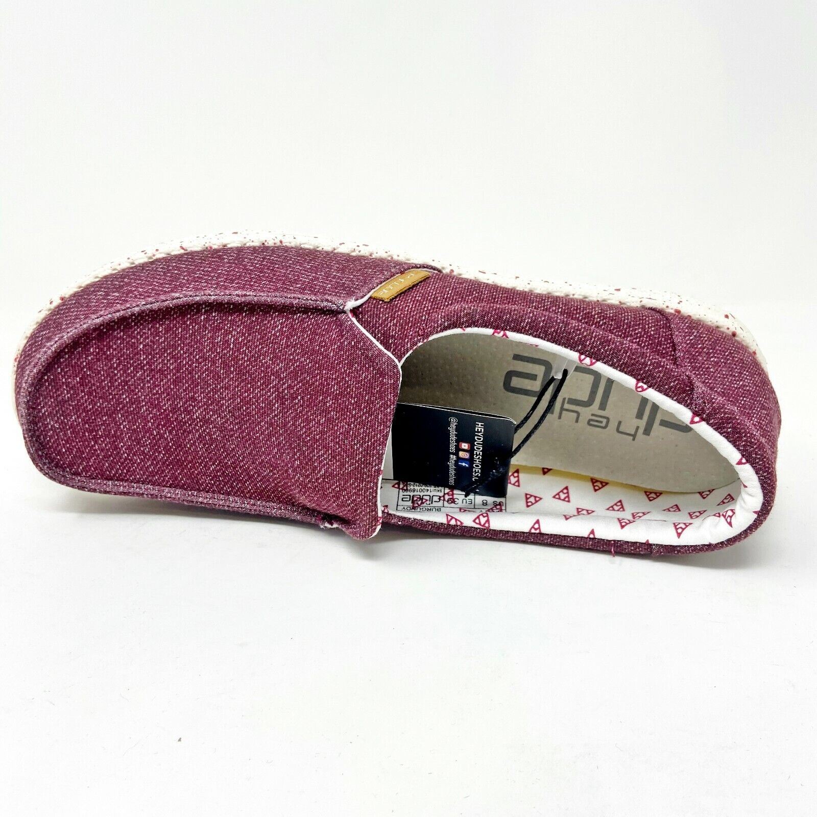 Hey Dude Chocolate Brown Slip-Ons with Red Accents Hey Dude Womens Misty Burgundy Slip On Comfort Lightweight  main image 2