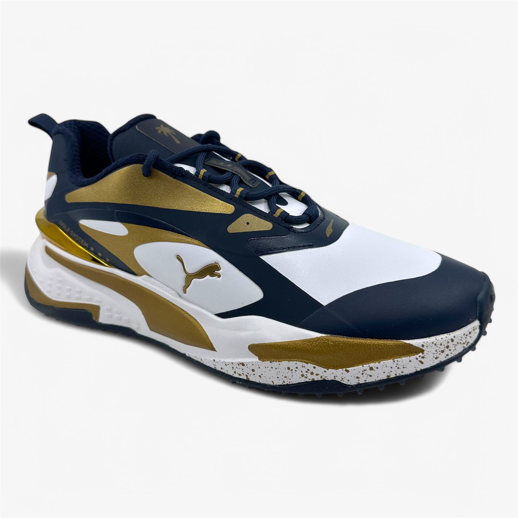 PUMA Fusion Classic Navy Blazer Mens Waterproof Golf Shoes PUMA X PTC GS Fast Navy Blazer Gold White Mens Waterproof  main image 3