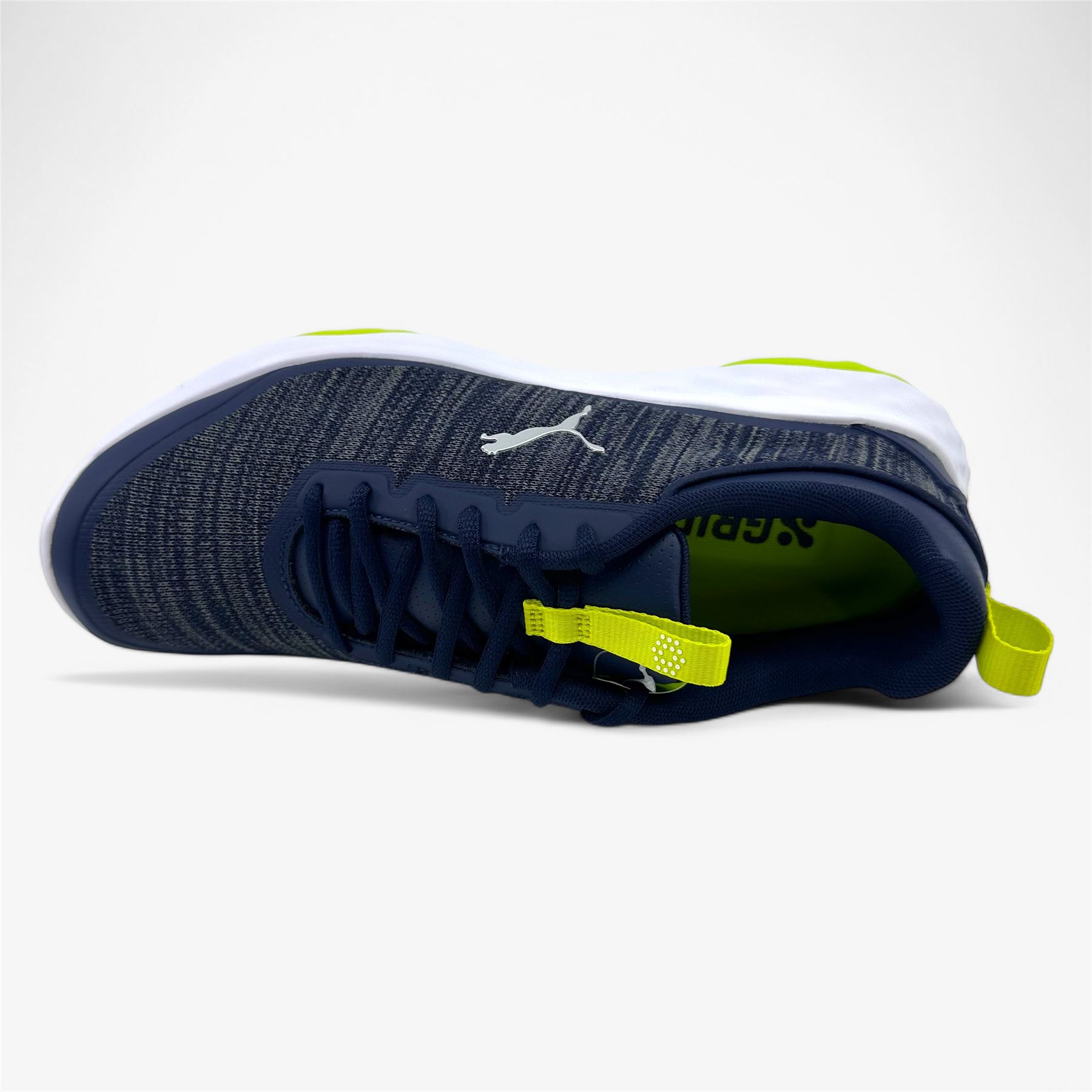 PUMA Fusion Pro Navy Silver Lime Mens Extra Wide Spikeless 