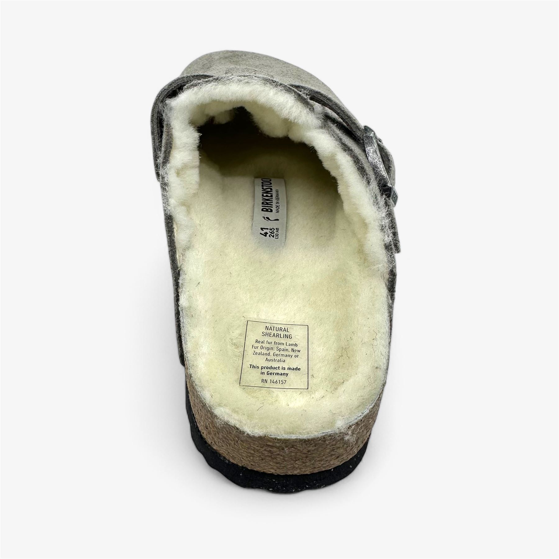 Birkenstock Boston VL Shearling Stone Coin Womens Narrow Soft