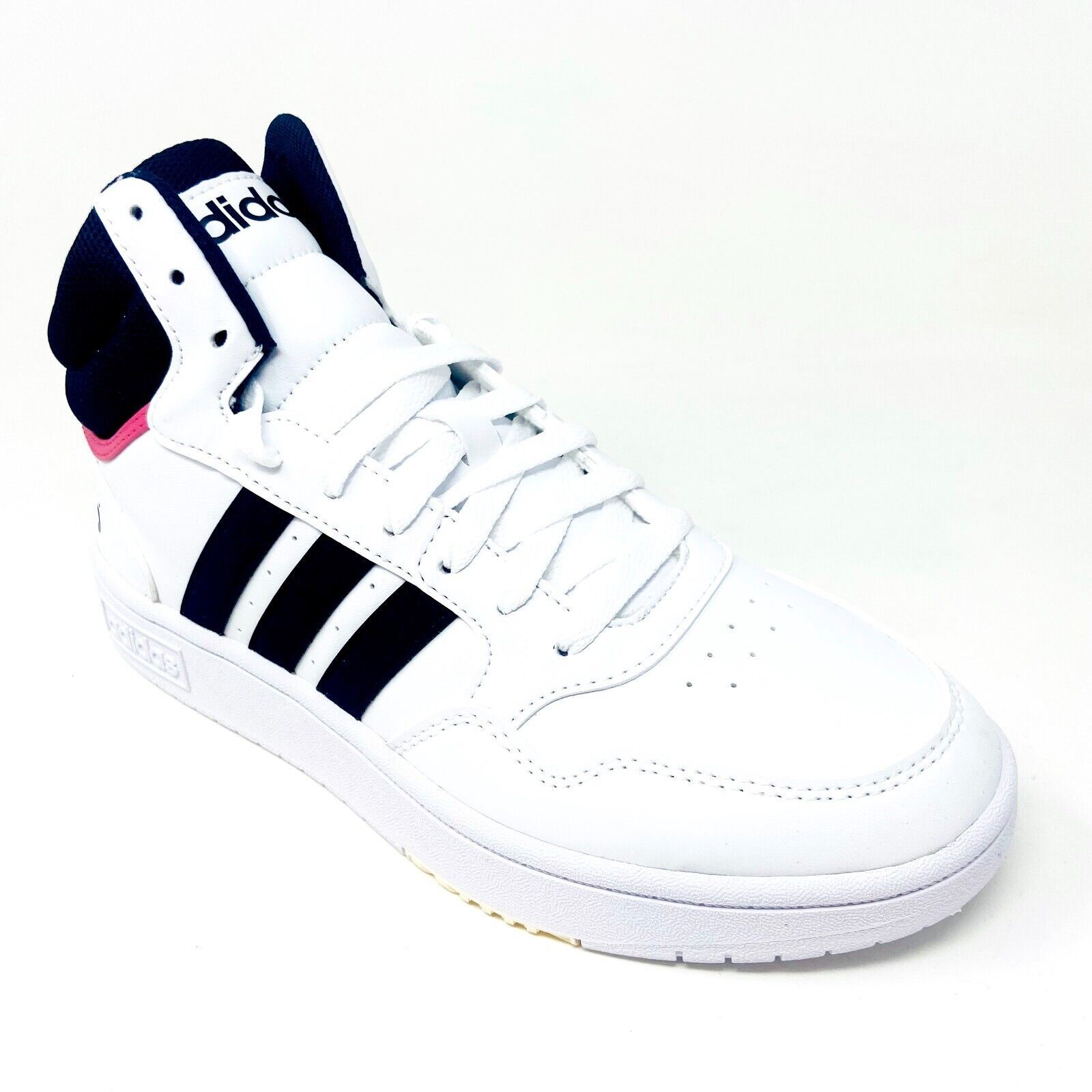 Adidas Hoops 3.0 Mid White Black Womens Leather Basketball