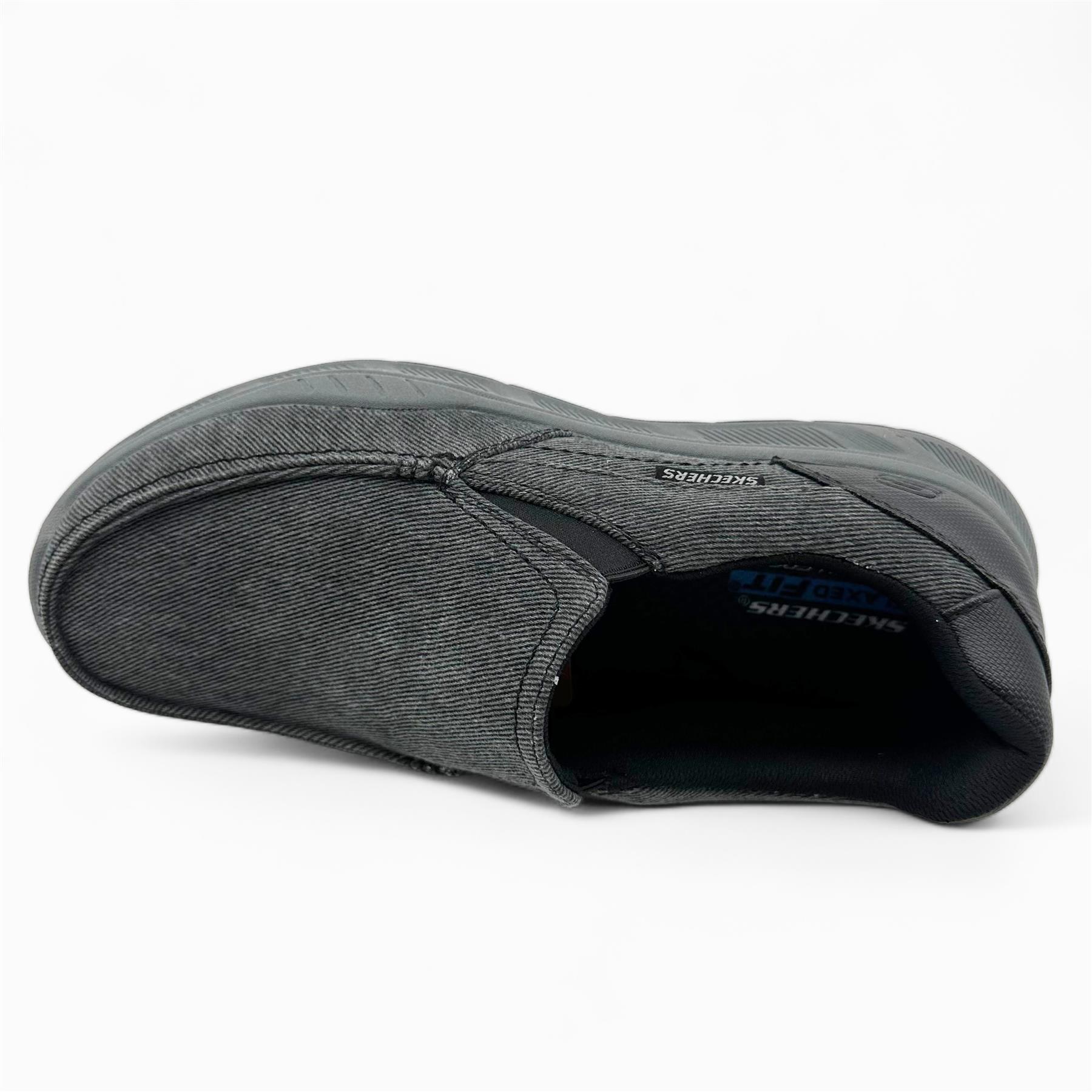 NWT SKECHERS RelaxFit Cohagen Knit Slip-on Walk Sneaker Shoe AirCool Black Men 9 Skechers Cohagen Black Mens Casual Relaxed Fit Slip-On | eBay main image 3