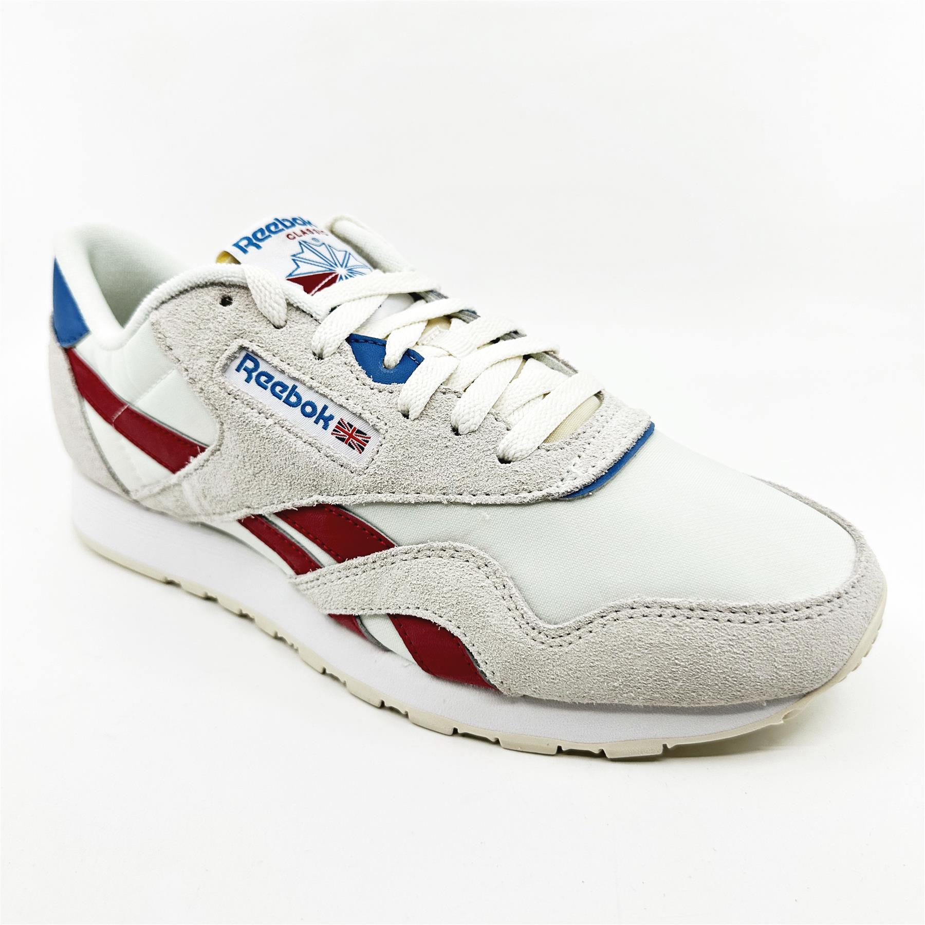 Reebok Classic Nylon Chalk Scarlet Cyan White Mens Athletic  display picture 1