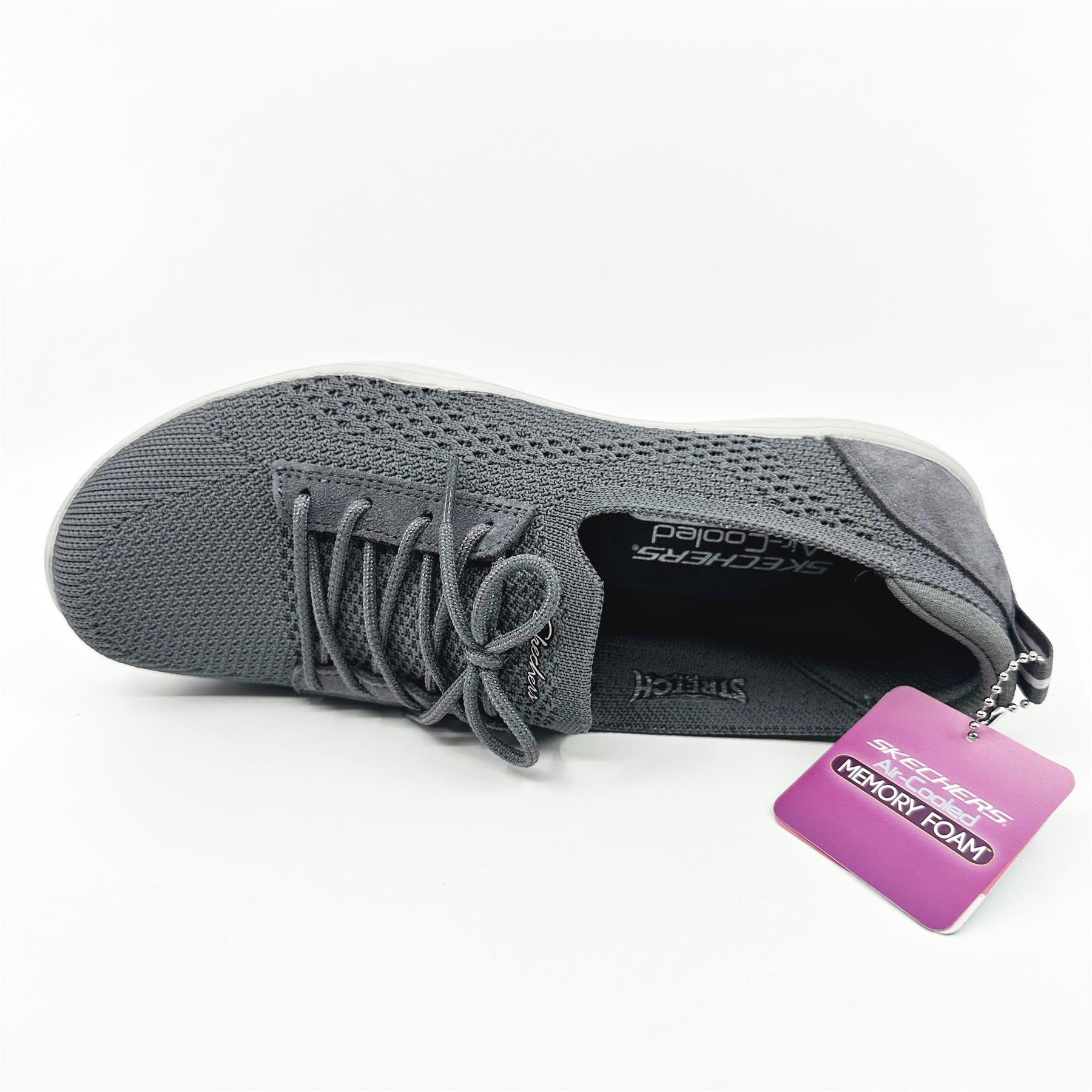 Skechers Newbury St Casually Charcoal Womens Slip On Sneakers | eBay