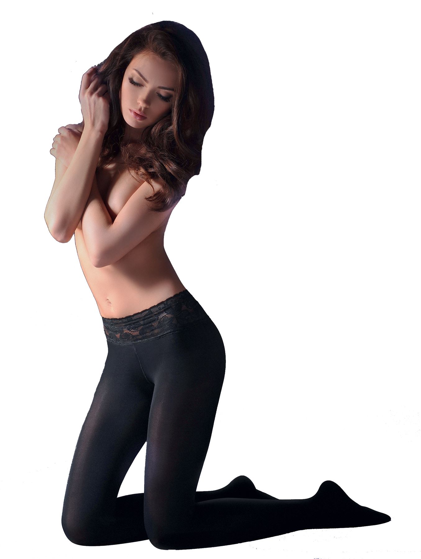 Low Waist Opaque Hipsters Exclusive 100 Den Tights Gabriella Black 3D Microfibre - Picture 4 of 4