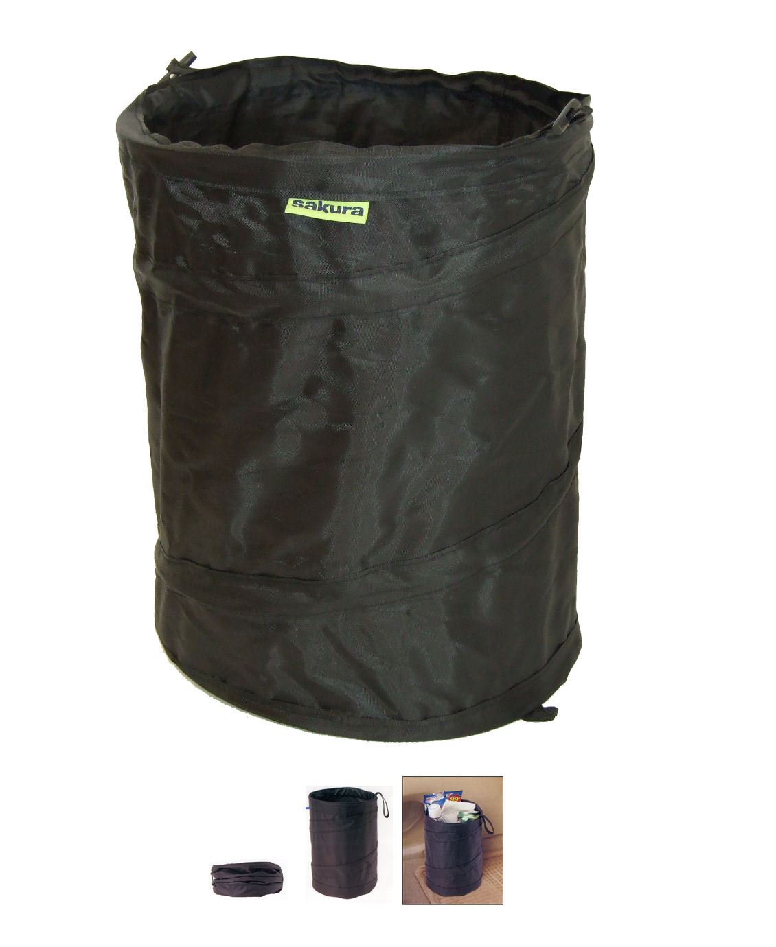 COLLAPSIBLE POP UP CAR CARAVAN TRAVEL TIDY BIN CAMPING, VELCRO ON BASE