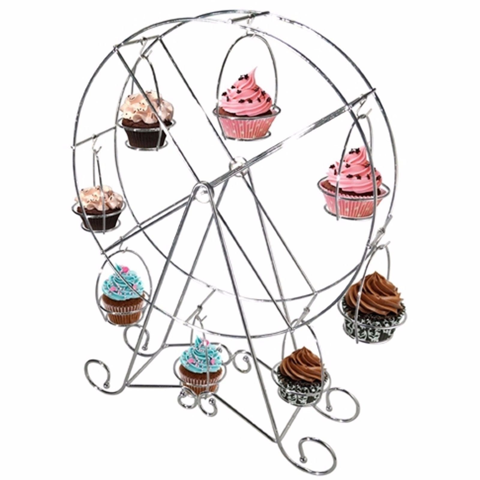 Ferris Wheel 8 Cups Silver Stainless Steel Cupcake Stand Holder Wedding