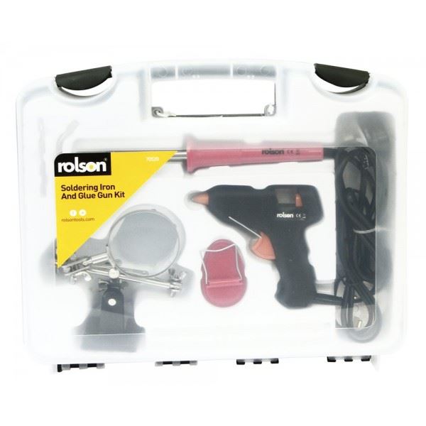 Rolson Soldering Iron & Glue Kit with Helping Hand magnifier and 6 glue
