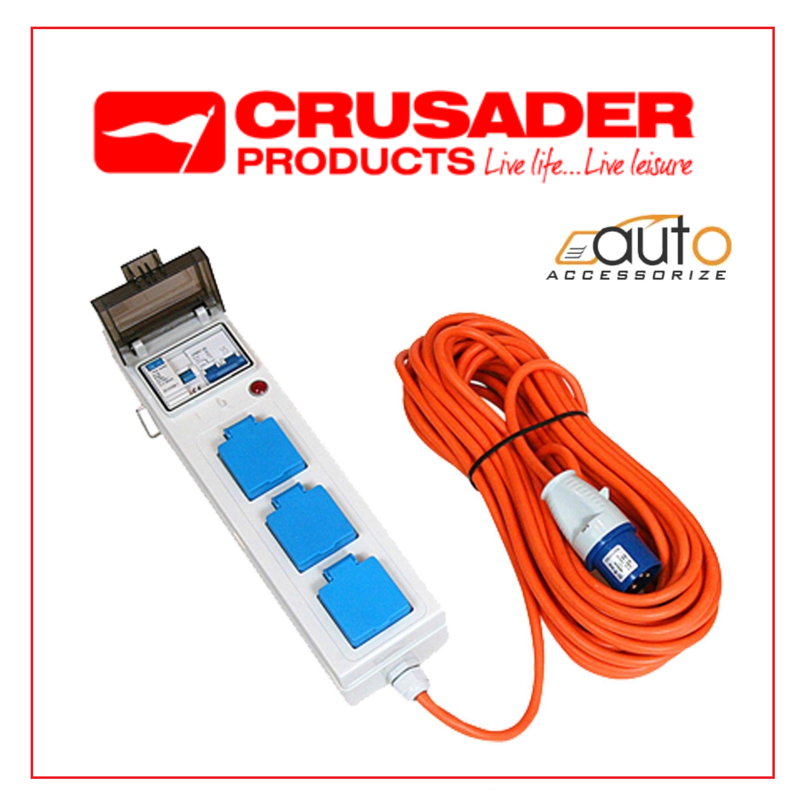 3 Way Mobile Mains Power Unit 15 Meter Cable For Caravan And Camping