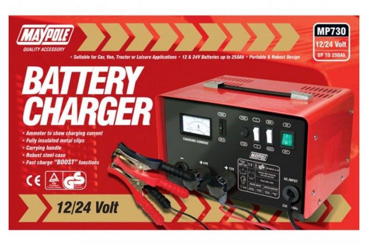 Maypole MP730 Metal Coche Furgoneta Cargador De Batería 20A 12//24V con Boost rápido
