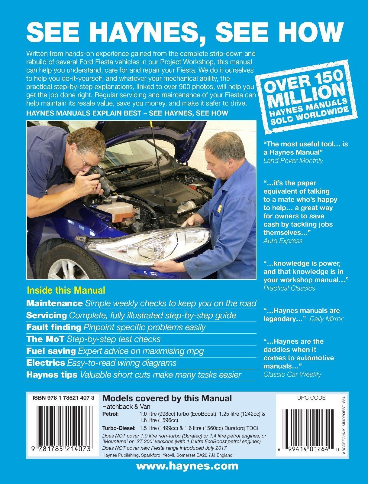 Haynes Ford Fiesta Petrol & Diesel (2013 2017) Manual 6407
