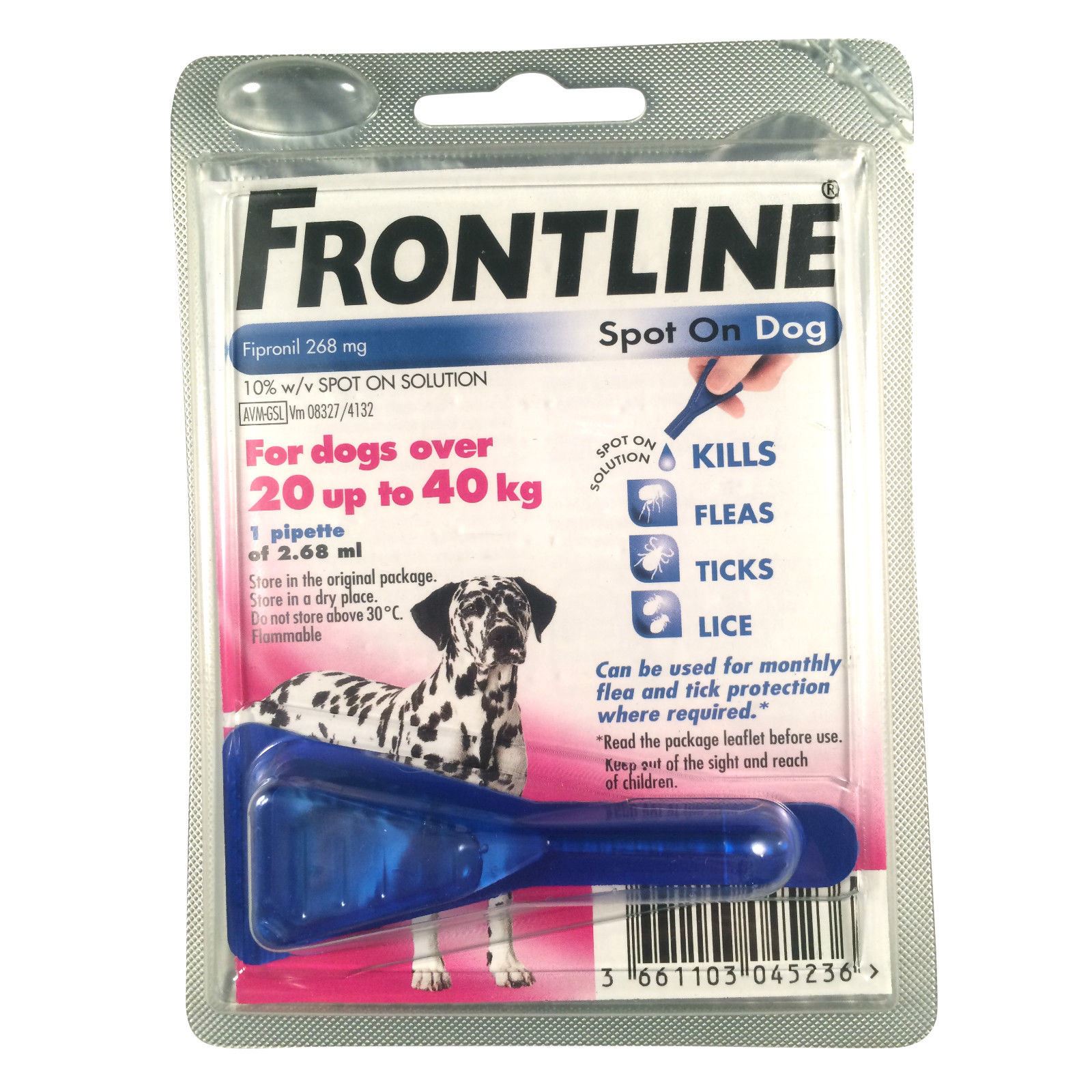 Frontline Spot On Flea & Tick for Large Dogs 2040Kg 1 pipette AVM
