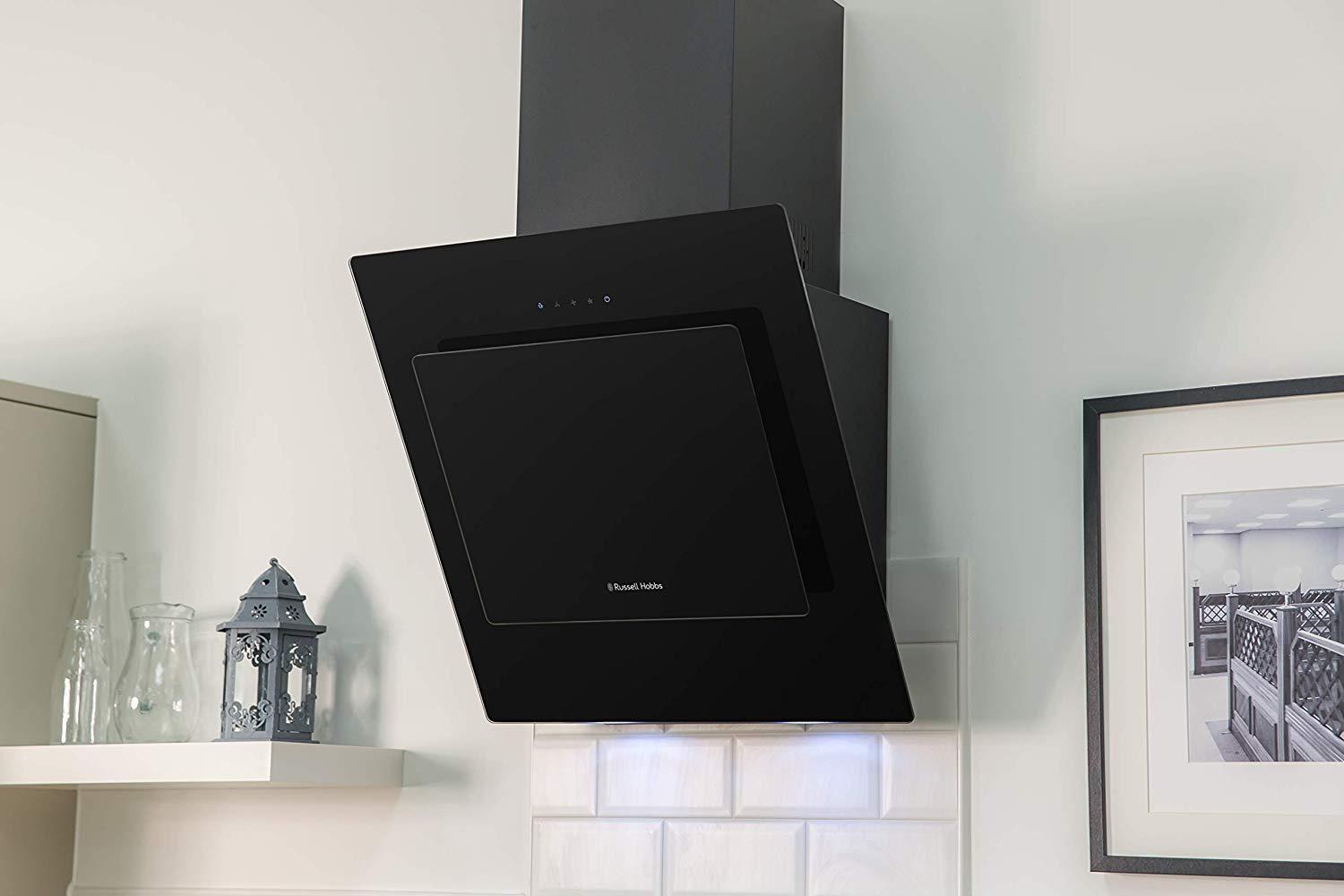 Russell Hobbs 60cm Wide Angled Glass Cooker Hood Black eBay