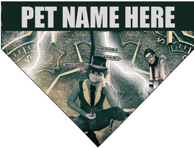 Dog/Pet Bandana - Steampunk Timeclock (can be CUSTOMISED with pet name) - Picture 5 of 7