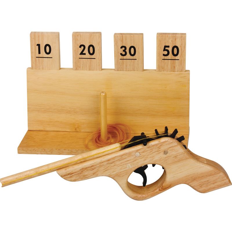 Wooden Elastic Rubber Band Gun Pistol Shooting & Scoring Target Game Toy 03325 eBay