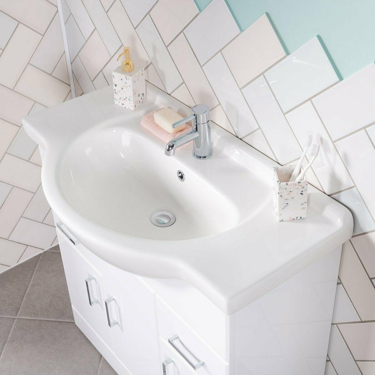 New Modern Gloss White Bathroom Vanity Unit & Basin Sink eBay