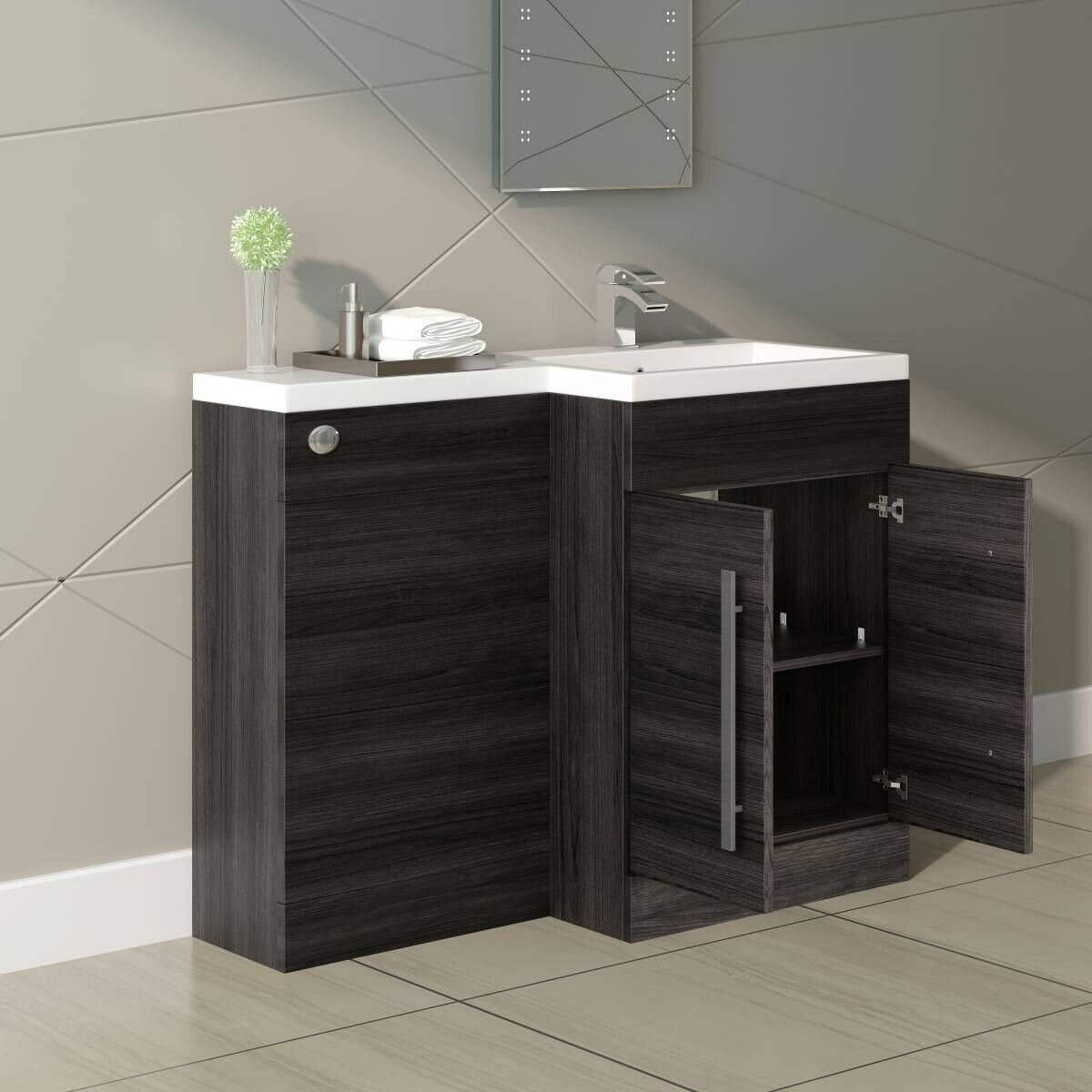 Bathroom 1100mm L Shape Combination Suite Toilet, Vanity Unit & Basin