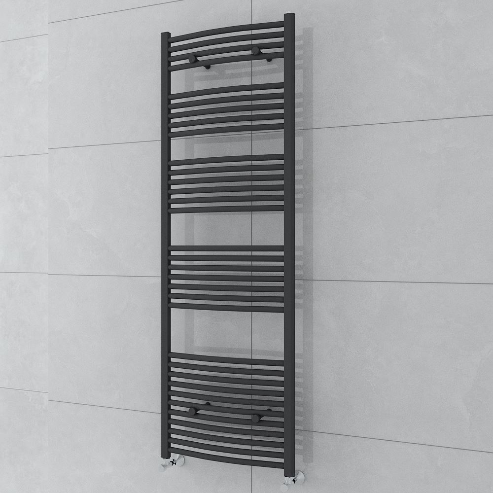Designed Grey Anthracite Curved Heated Towel Rail Radiator Bathroom ...