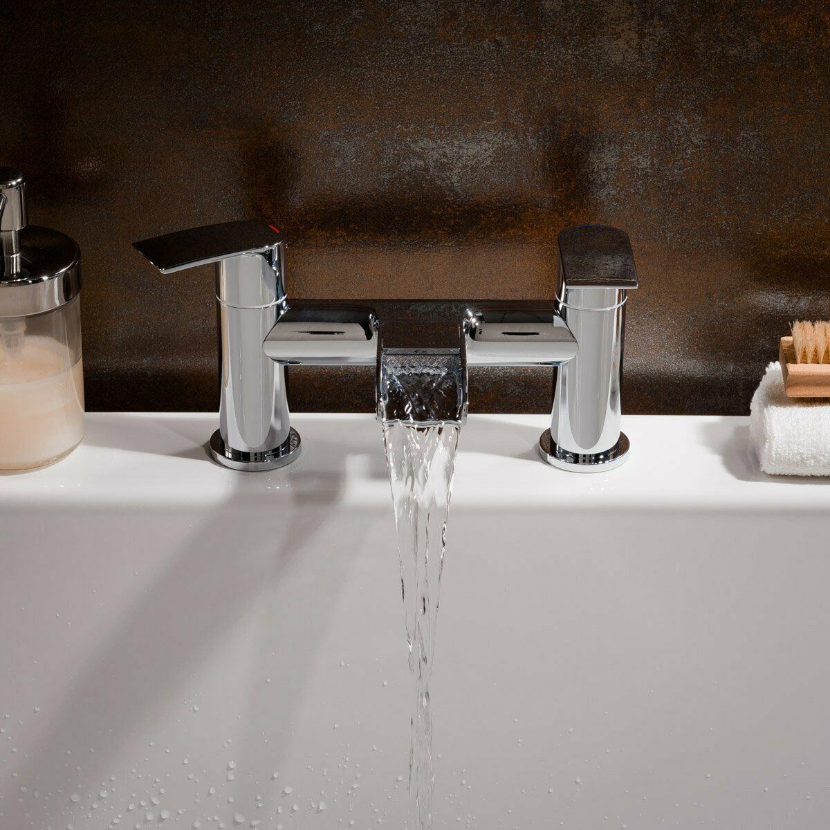 Modern Bathroom Square Basin Bath Tap Filler Shower Mixer Chrome Sink