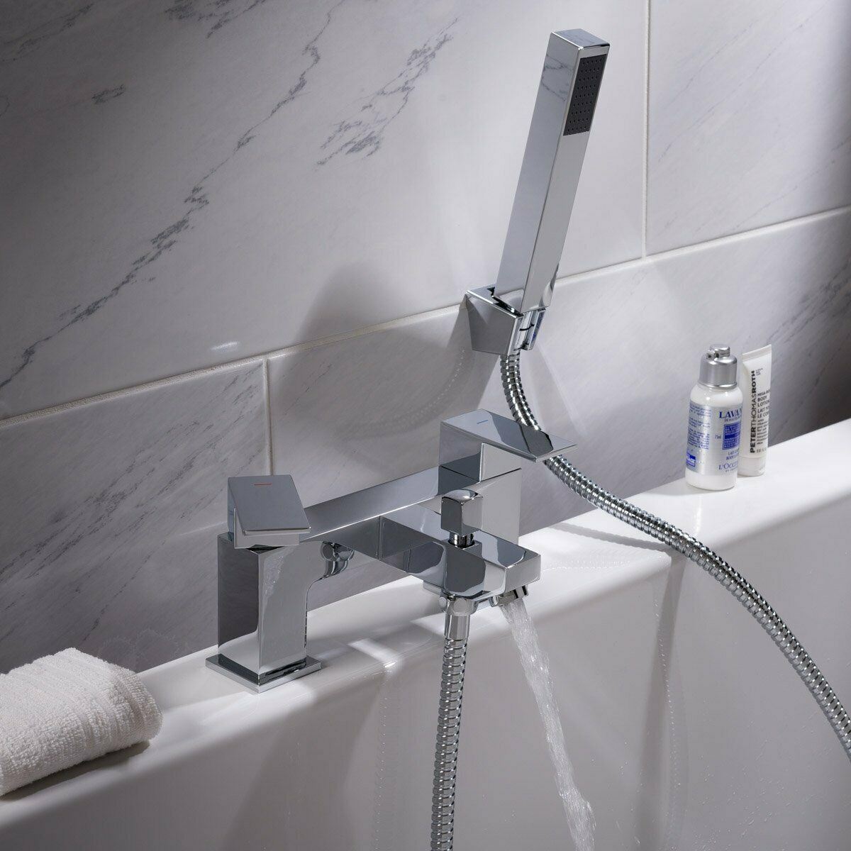 Modern Bathroom Tap Square Basin Bath Filler Shower Mixer Sink Chrome Tap Set eBay