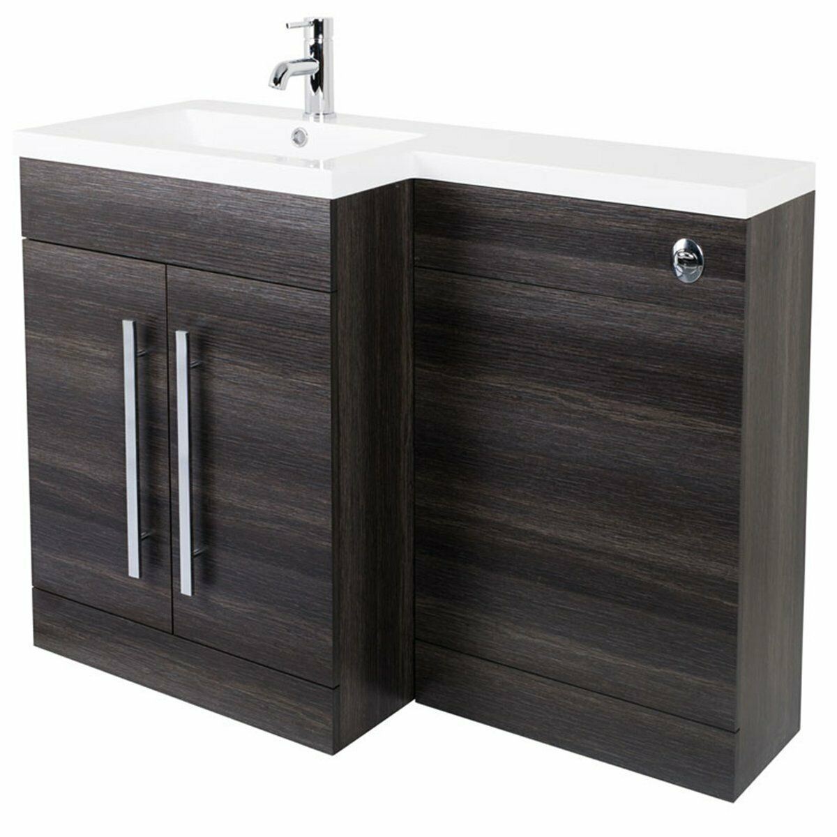 BATHROOM LH & RH Combination Toilet, Vanity Unit & Basin White, Oak