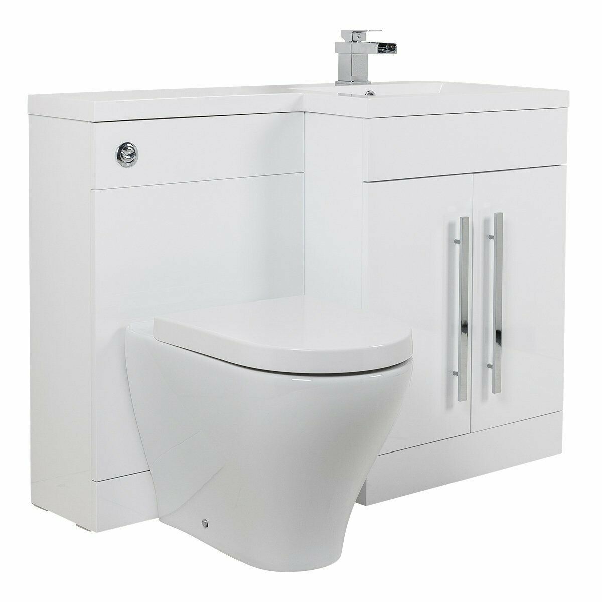 Bathroom LH & RH Combination Toilet, Vanity Unit & Basin White, Oak