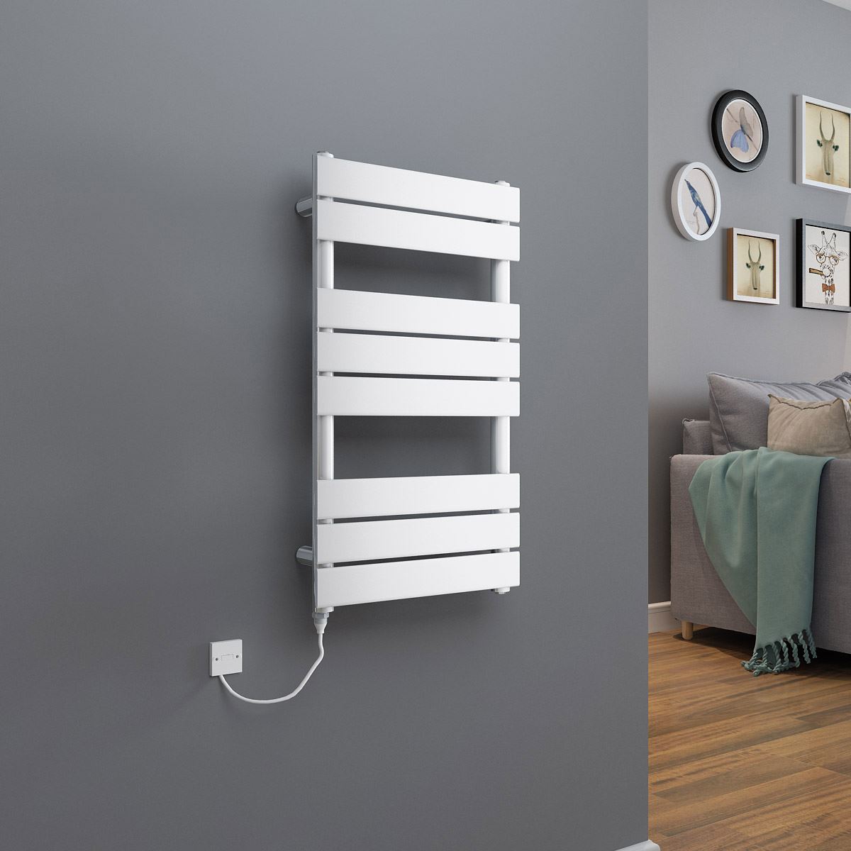 Bathroom Flat Electric Dual Fuel Heated Warming Towel Rail Radiator 800